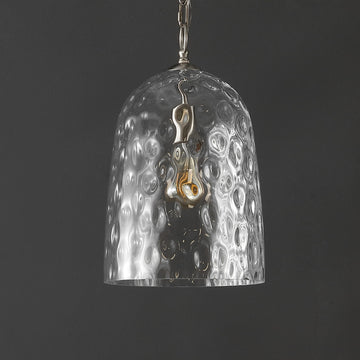 Matilda 10" Industrial Designer Iron/Dimple Glass Dome LED Pendant - JONATHAN Y